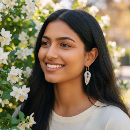 Jasmin - Créoles et feuilles de jasmin • Bijou en porcelaine