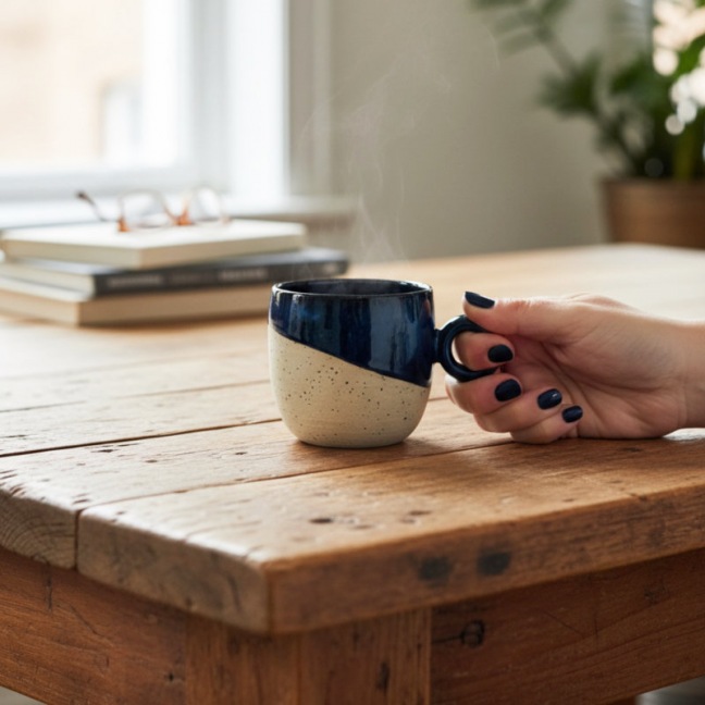 Coffee cup - anthracite stoneware - 150 ml - handmade • Basalt