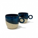 COFFRET CADEAU - Duo de tasses bleues avec anse ronde - 200 ml - Grès pyrité • Céleste