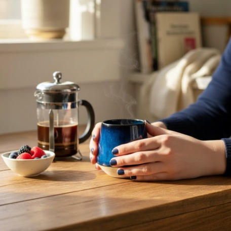 COFFRET CADEAU - Duo de tasses coniques bleues sans anse - 250 ml - Grès pyrité • Céleste