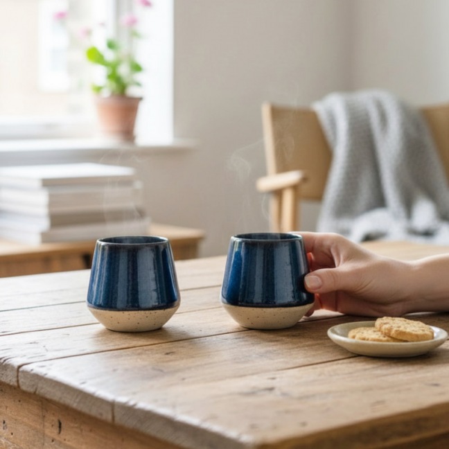 Coffee cup - anthracite stoneware - 150 ml - handmade • Basalt