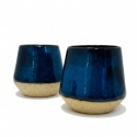 COFFRET CADEAU - Duo de tasses coniques bleues sans anse - 250 ml - Grès pyrité • Céleste