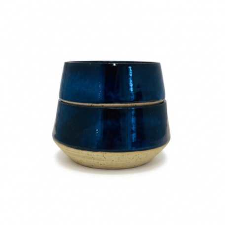 Black stoneware salad bowl - 15 cm - 100% handmade - Unique item • Basalt