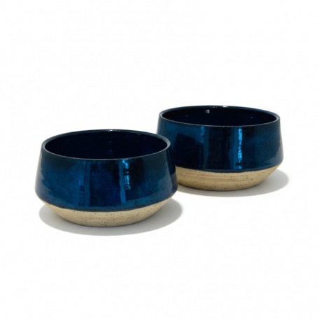 COFFRET CADEAU - Duo de bols de service empilables Bleu - Grès pyrité • Céleste