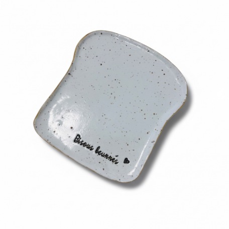 Duo d’assiettes tartine - “Croque la vie” & “Bisous beurrés” - Grès pyrité - Fait main • Grains de folie