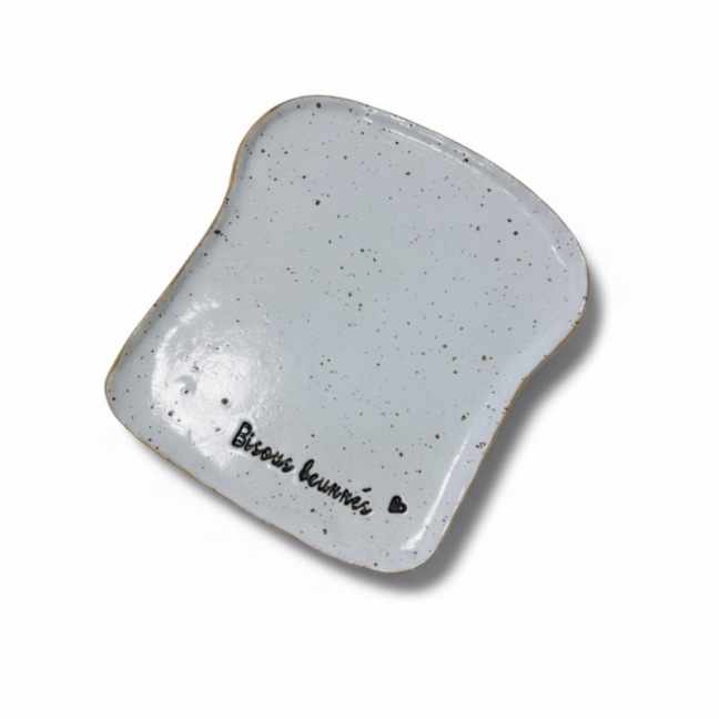 Duo d’assiettes tartine - “Croque la vie” & “Bisous beurrés” - Grès pyrité - Fait main • Grains de folie