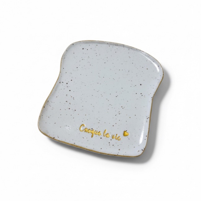 Duo d’assiettes tartine - “Croque la vie” & “Bisous beurrés” - Grès pyrité - Fait main • Grains de folie