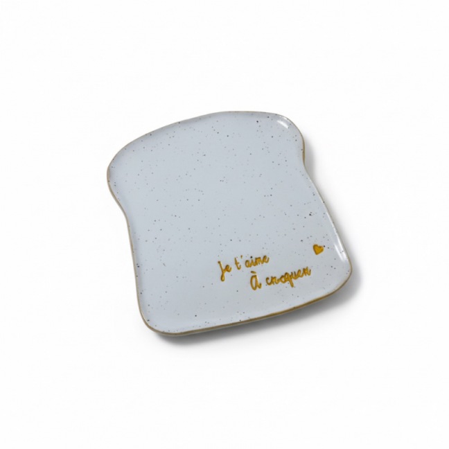 Duo d’assiettes tartine - “Matin Câlin” & “Je t’aime à croquer” - Grès pyrité - Fait main • Grains de folie