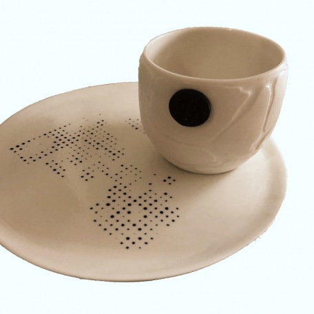 Elephantom.Design COFFRET CADEAU - Tasse à cappuccino et assiette - Porcelaine - Artisanat • Banquise