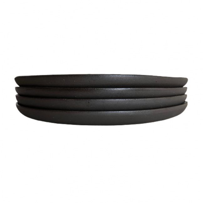 Elephantom.Design Set of 4 3D-patterned plates - Black glazed stoneware - 16 à 26 cm - Handmade • Basalt Elephantom.Design Set of 4 3D-patterned plates - Black glazed stoneware - 16 à 26 cm - Handmade • Basalt