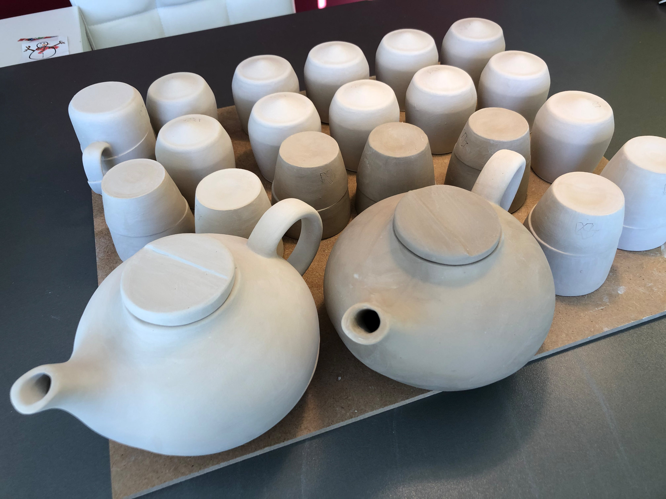 Service à thé en céramique artisanale